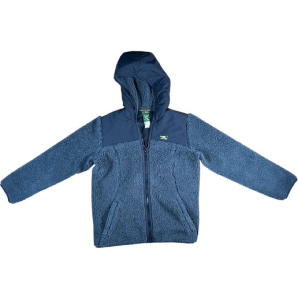 LL Bean Full Zip Fleece Jacket Child Large (14-16) Blue Soft Warm